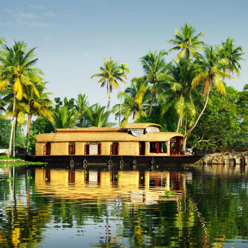 Traditional Kerala houseboat on the backwaters of Alleppey